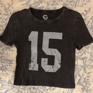 Black Graphic Tee with Number Print